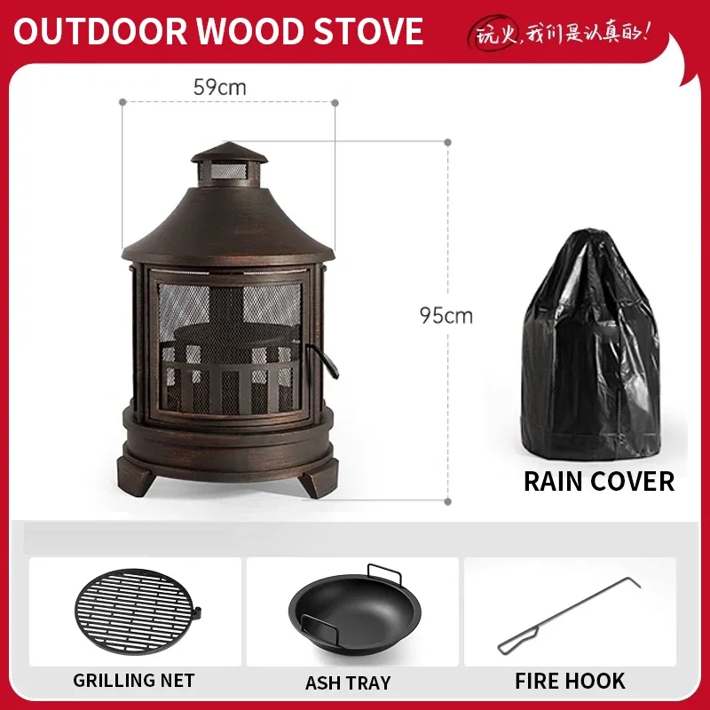 Garden Grill Outdoor Heating Stove Home Barbecue Stove Camping Campfire Wood Fireplace Indoor Stove Home Heaters