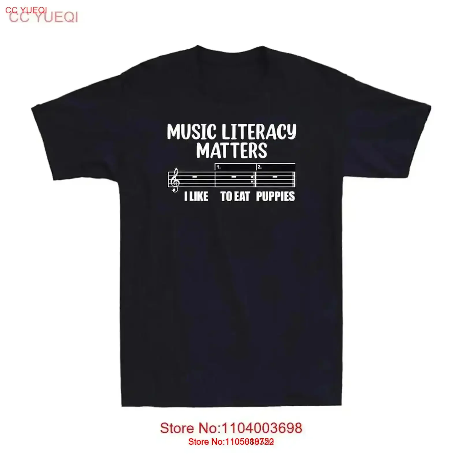 Camiseta para hombre con diseño de música y texto 'Music Literacy Matters I Like To Eat Puppies', estilo vintage, transpirable, versátil y ligeramente desgastada.