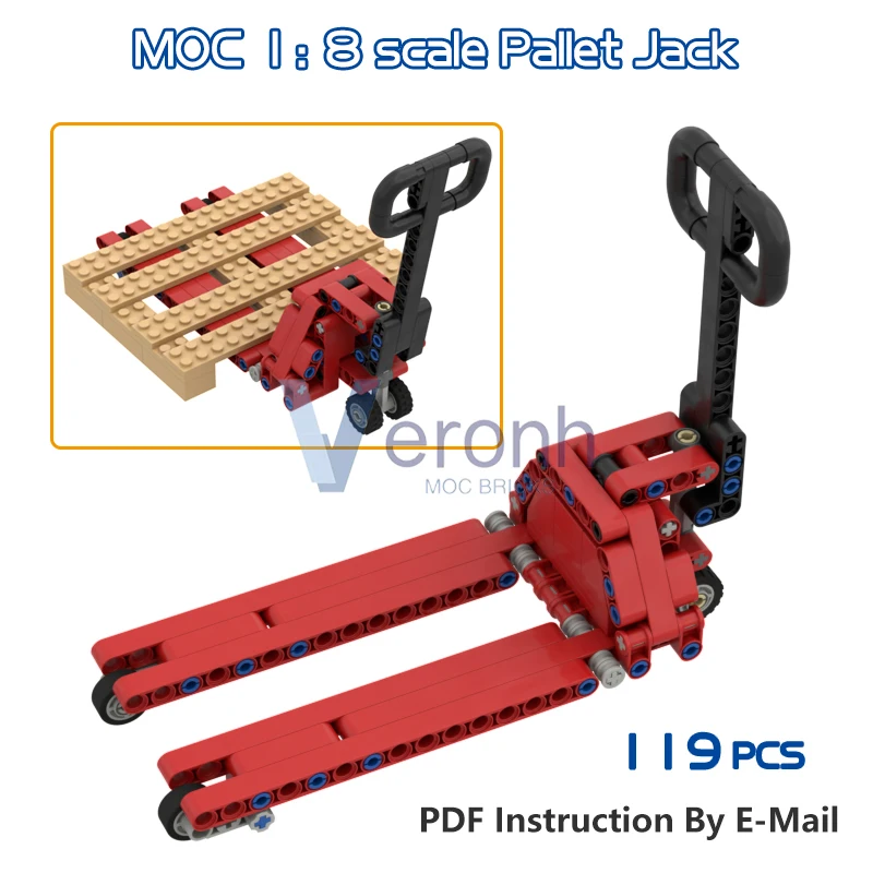 Steer Wheels with Handle Pallet Jack Building Blocks Mechanical Forklift For 1:8 Scale Car MOC Technical Construction Bricks Toy