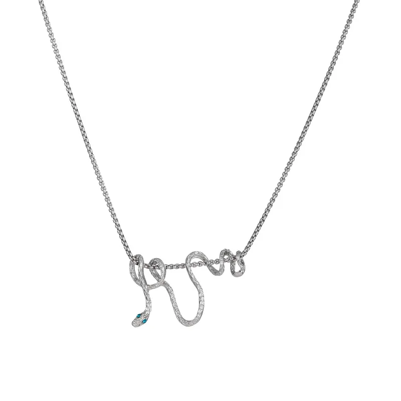 Bamoer-collar con colgante  serpiente para mujer,  Plata  Ley 925, ajuste  pavé, CZ, cana ajustable, joyería fina, reg