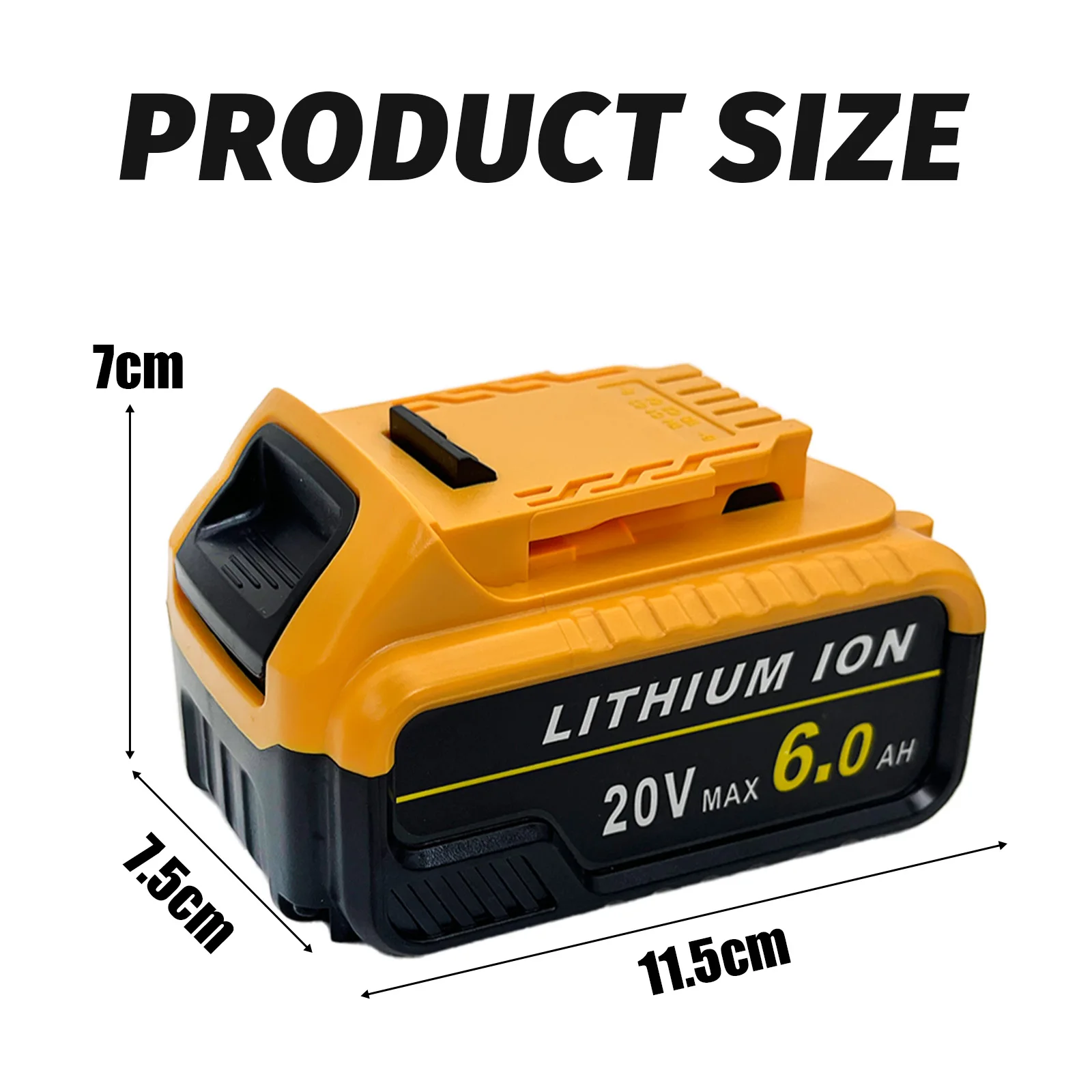 8 Pak pengganti baterai Li-Ion 6000 mAh DCB205 ditingkatkan untuk baterai MAX 20V DeWALT, untuk alat listrik tanpa kabel seri DeWALT