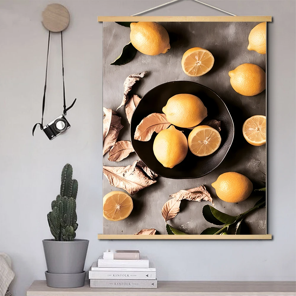 Nordic Retro Architecture Landscape Wood Hanging Scroll Painting Still Life Fruit Flower Painting Europe Picture Wall Art Decor