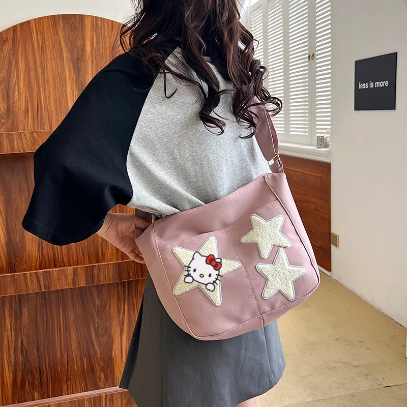 Sanrio Hallo Kitty große Kapazität Umhängetasche Mädchen Mode fünfeckige Stern Umhängetasche neue Tasche Handtasche