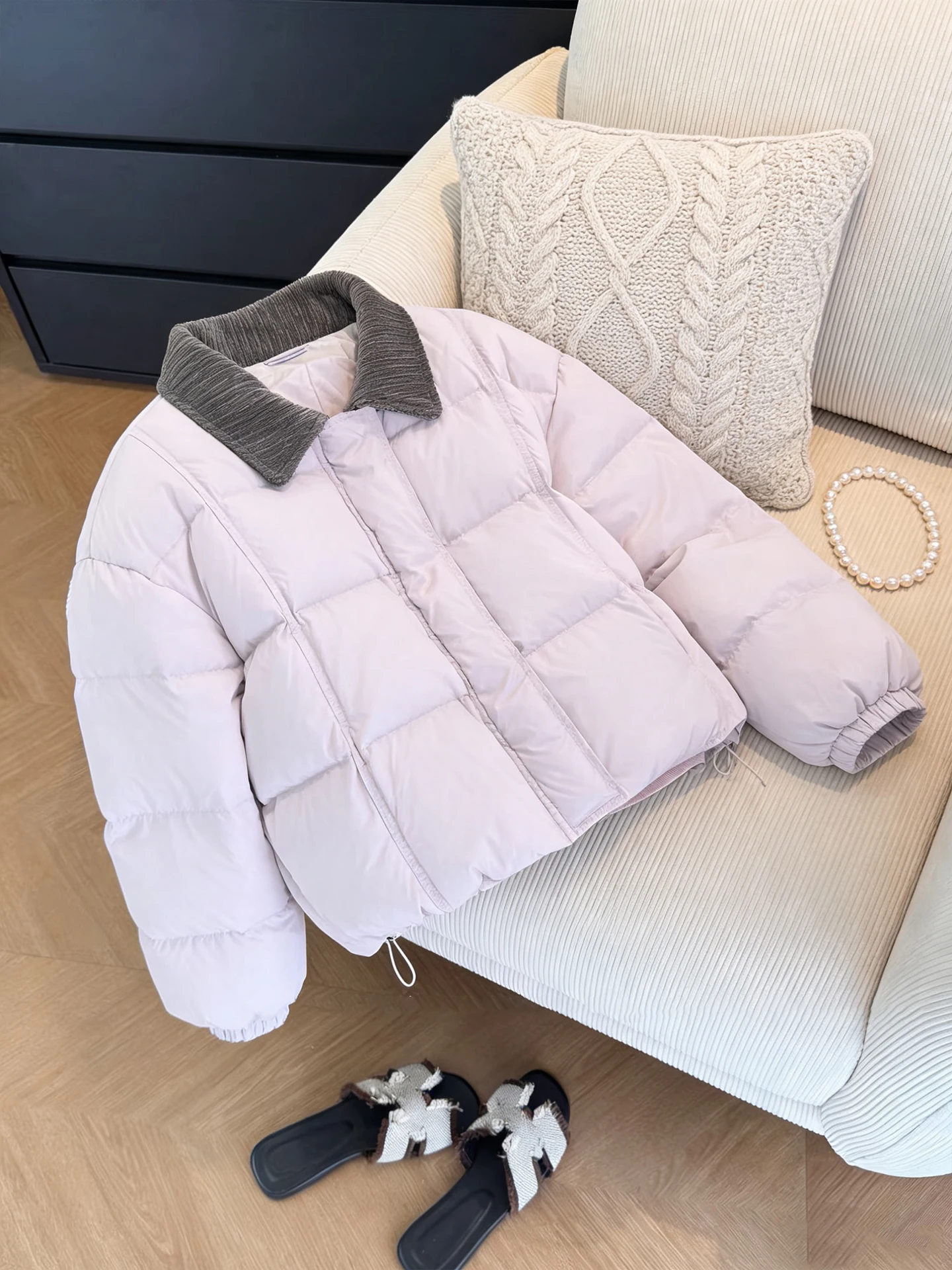 

Korean Sle Sweet Pink Collar Loose Casual Cotton Jaet Women's Autumn Winter Faion Design Versatile Comfortable Top