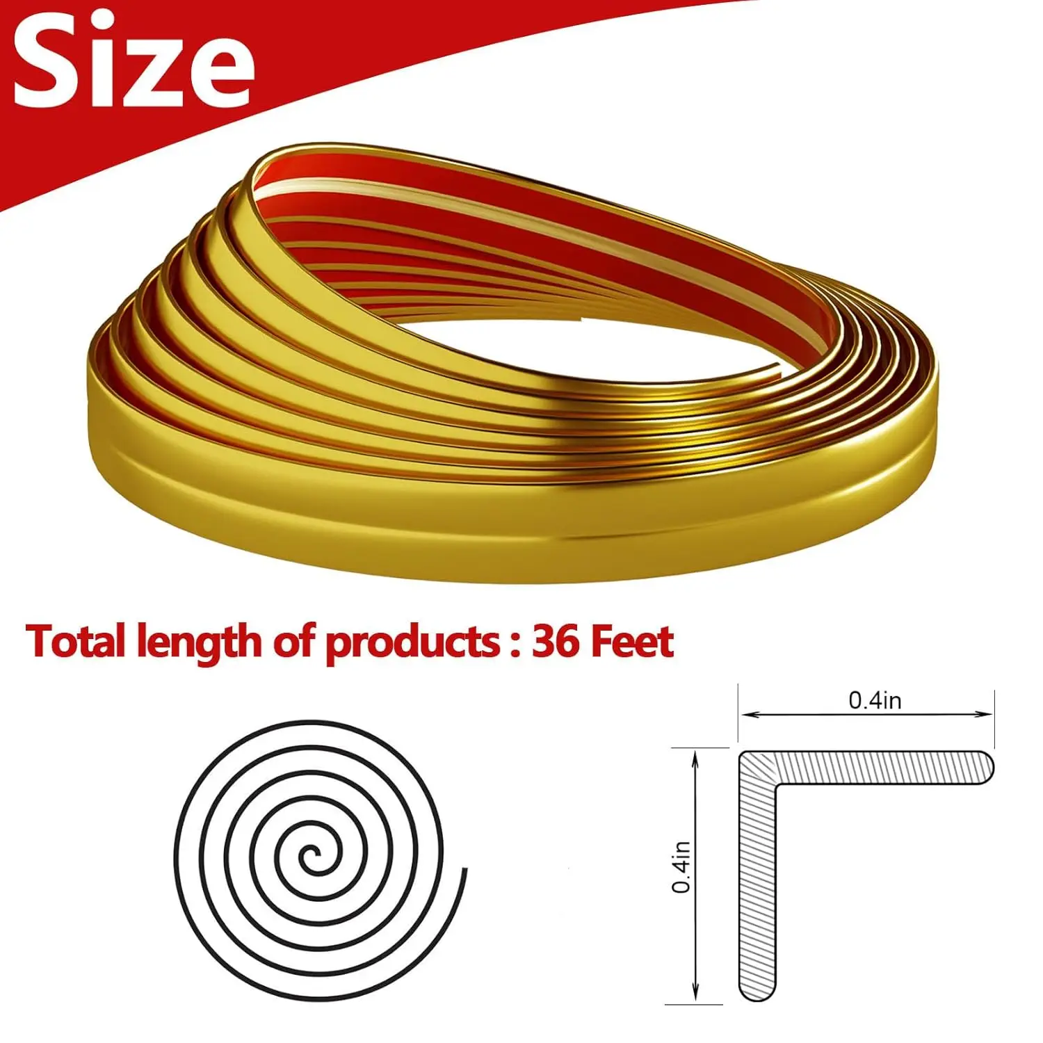 Moulage de garniture d'angle intérieur et extérieur flexible, moulure à peler et à coller, protections d'angle externes à 90 °, garniture pour carrelage et mur, 36 pieds