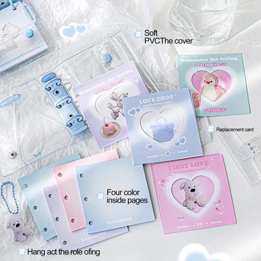 Copertina della carta sostituibile con guscio trasparente impermeabile 62 pagine raccoglitore ad anelli per Notebook tascabile cancelleria per Notebook da viaggio per cartoni animati