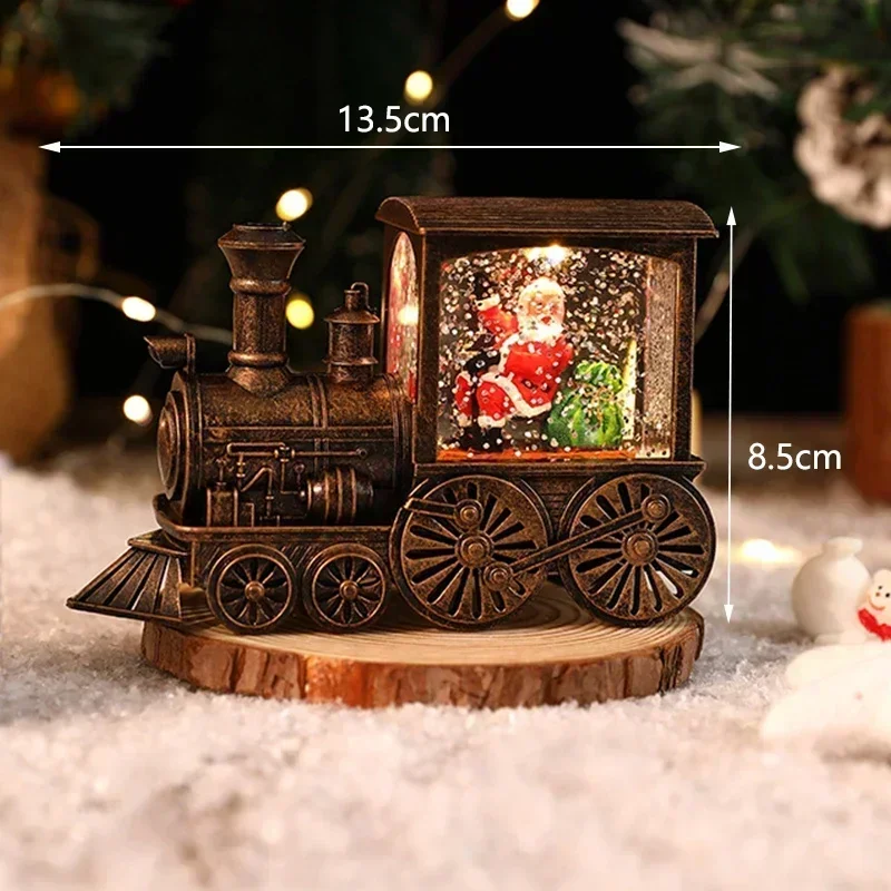 Charming Christmas Eve Music Box Gift Water-filled Christmas Train Ornaments with Led Lights Christmas Decorations CrystalBall