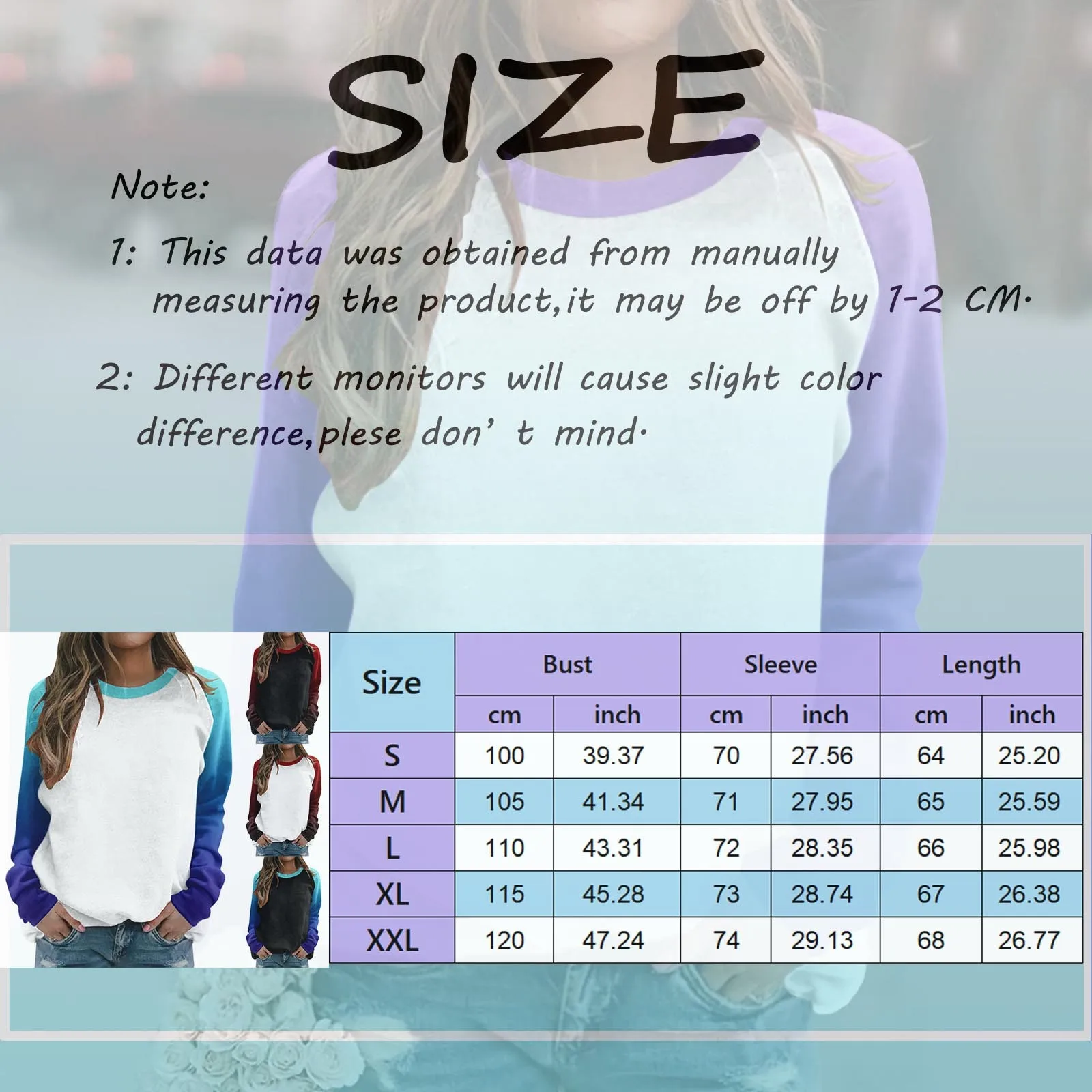 14 Colors Tops For Women Raglan Long Sleeve Tops Gradient Graphic Sweatshirts Crewneck Color Block Pullover Kpop Streetwear Top