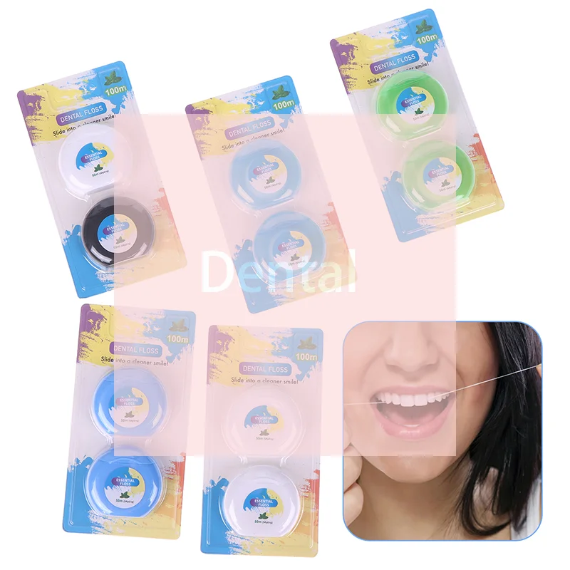 

2roll Portable 50m Dental Flosser Oral Care Essential Floss Toothpicks Dentistry Floss With Case Dental Hygiene Teeth Clean Tool