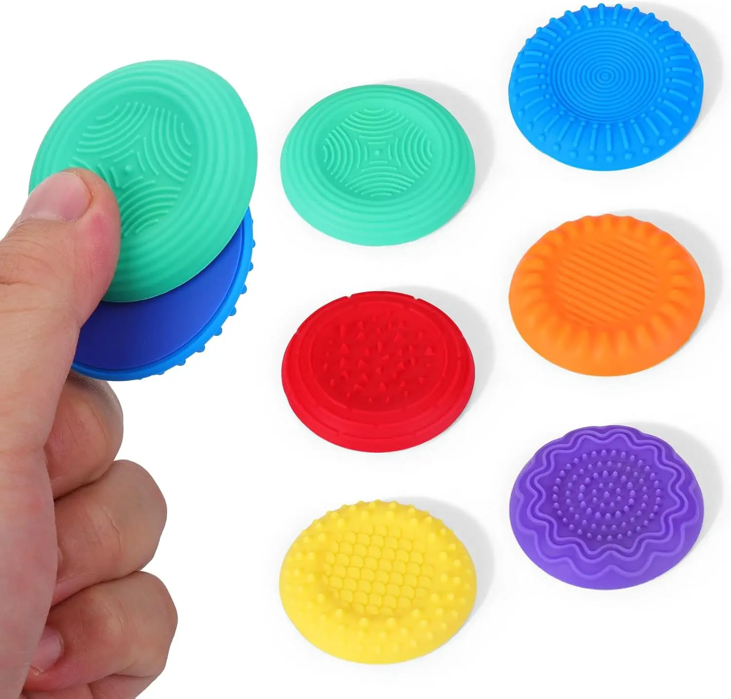 

6-Pack Silicone Fidget Slider Toy for Stress Relief, Anxiety, Autism & ADHD - Quiet Sensory Travel Gifts for Adults