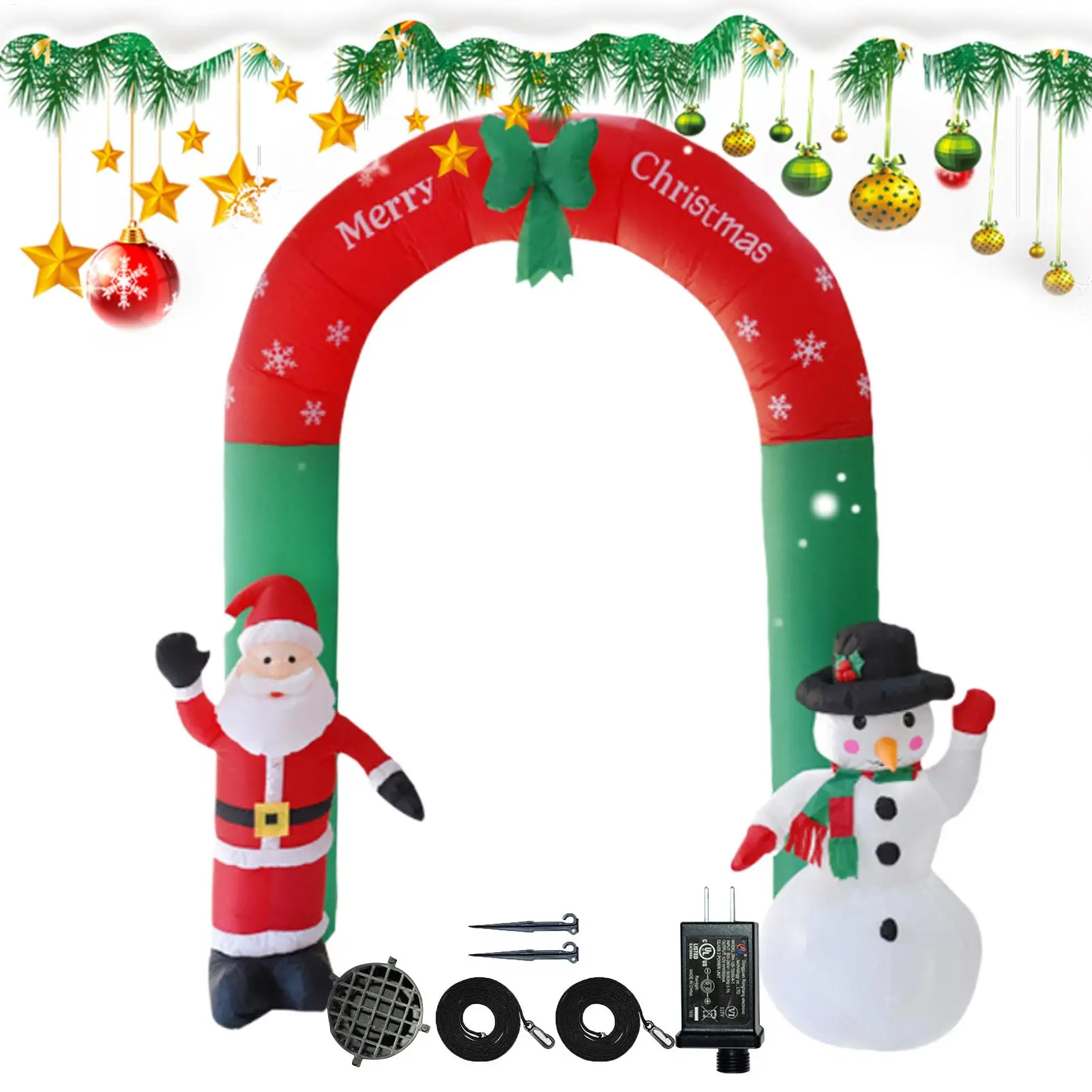 

Arch Christmas Decorations 2.4-meter/7.87ft LED Lights Santa Snowman Blow Up Decorations Christmas Decor Arch Inflatables For