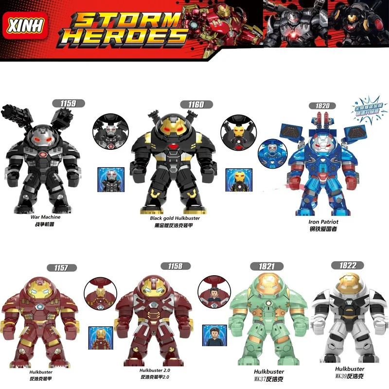 Marvel superhero assembly Spider Man, Iron Man anti Hulk armor, anime character Avengers children's model building block toy bir