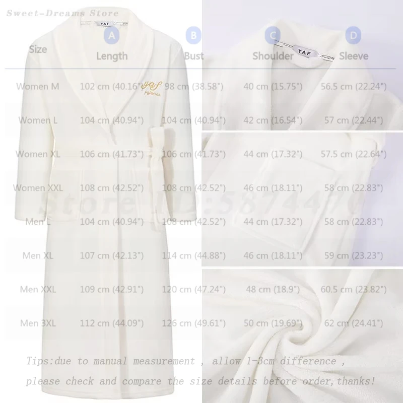 

New Flannel Sleepwear Robe Men Loose Casual Bathrobes Home Wear Women Long Sleeved Coral Fleece Nightgowns Hotel Couples Kimono