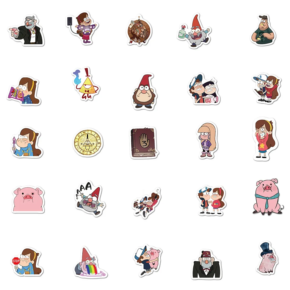 10/50Pcs Disney Cartoon Gravity Falls Stickers Skateboard Guitar Laptop Luggage Phone Funny Anime Sticker Children Gift Toys