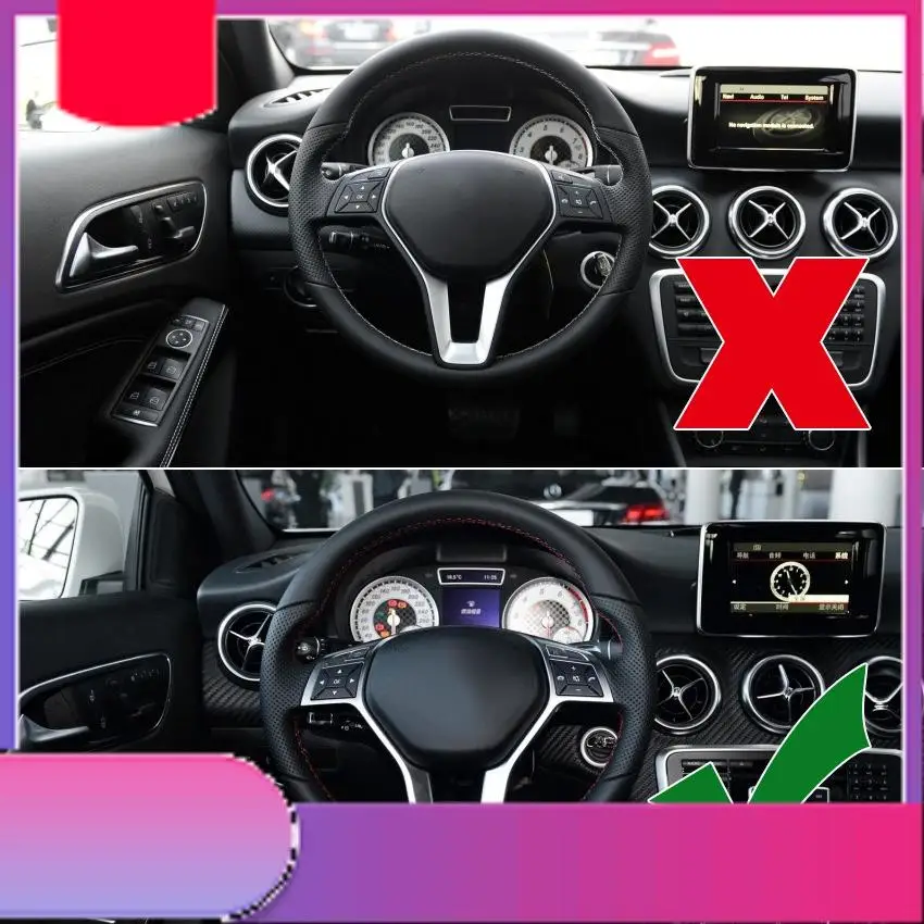 

Car Steering Wheel Frame Trim Cover For Mercedes Benz A C E GLA CLA CLS Class W176 W204 W212 X156 C117 Silver-Y79A