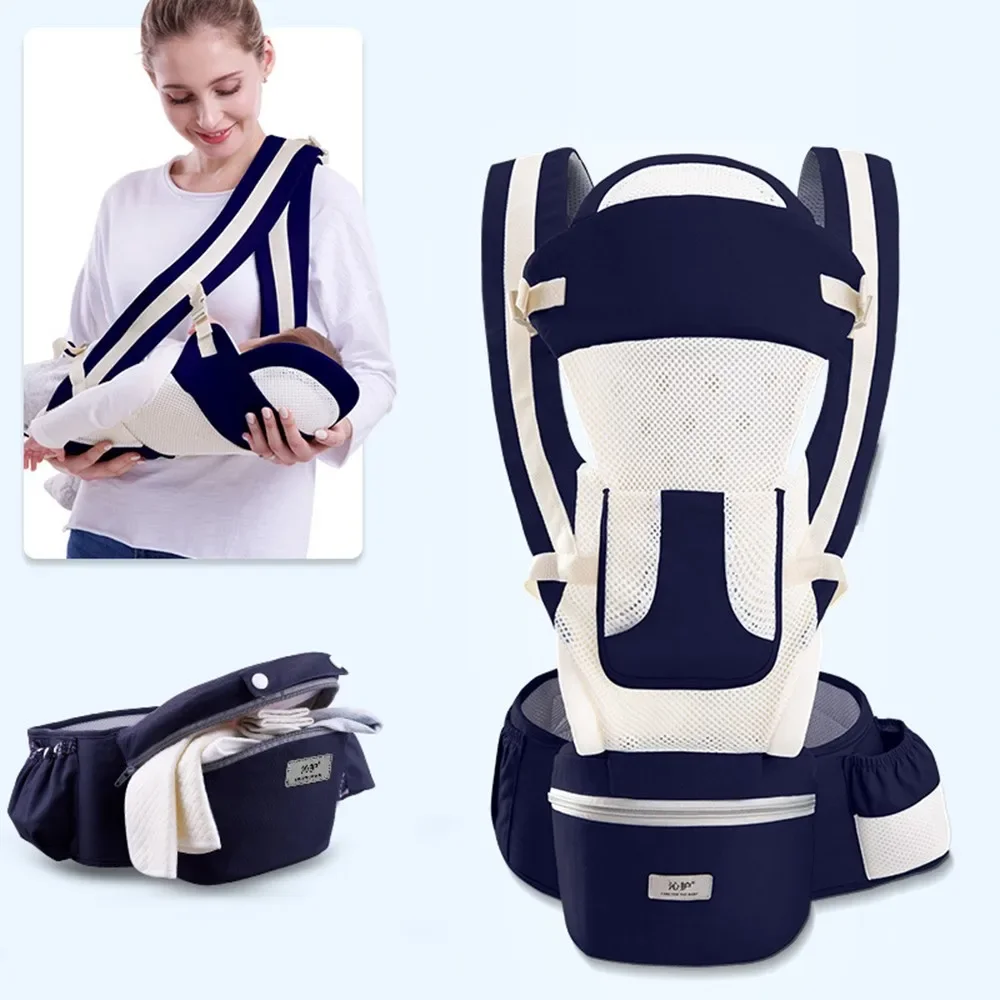 Baby Carrier Newborn & Toddler with Waist Stool Multifunctional Ergonomic Removable Seat Soft Infant Carrier All Seasons