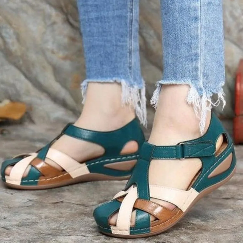 Summer Women Sandals Wedges Shoes Woman Close Toe Hollow sandales femmes Wedge Heel Female Mules Slip On Slide Sandalias WSH4064