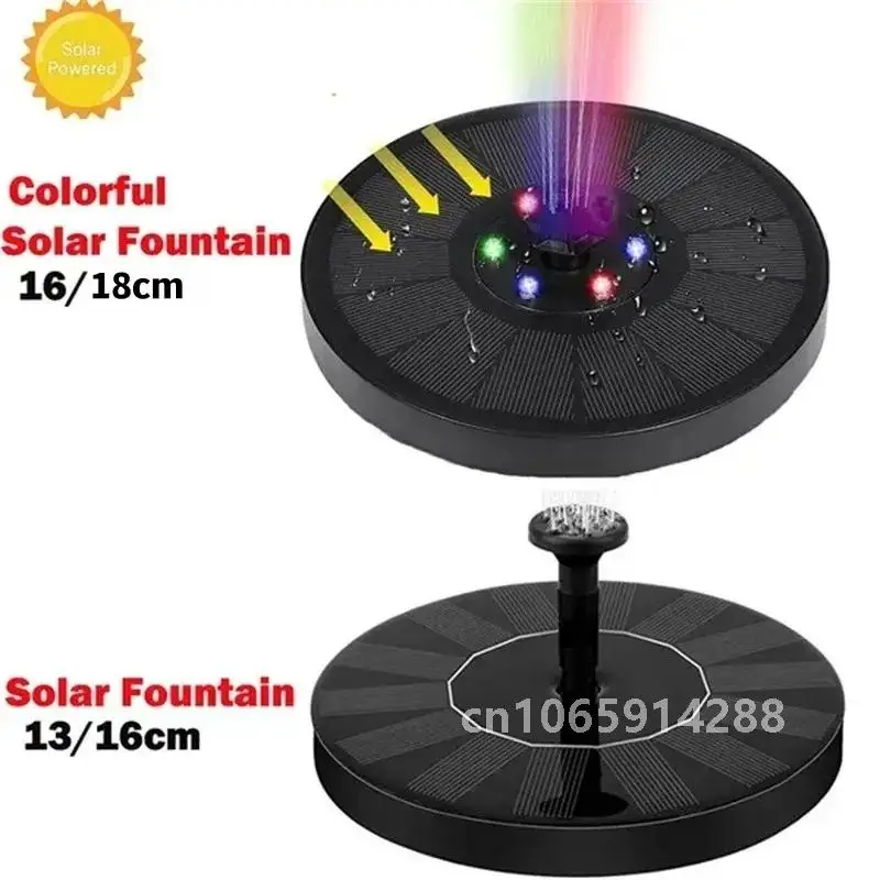 Waterproof Solar Fountain Pump Energy-saving Plants Watering Colorful Bird Bath Solar Fountain Outdoor Garden Pool Decoration