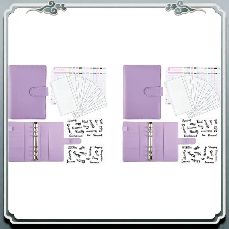 ABIJ-2X Cash Envelopes For Budgeting,A6 Budget Binder,Binder Pockets,Expense Budget Sheets,Money Folder Wallet Organiser