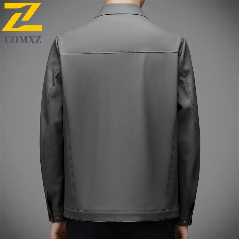 New Faux Leather Jacket Men 2025 Autumn Light Luxury Business Casual Turndown Collar Coat Fashion Wear Premium Quality Jackets