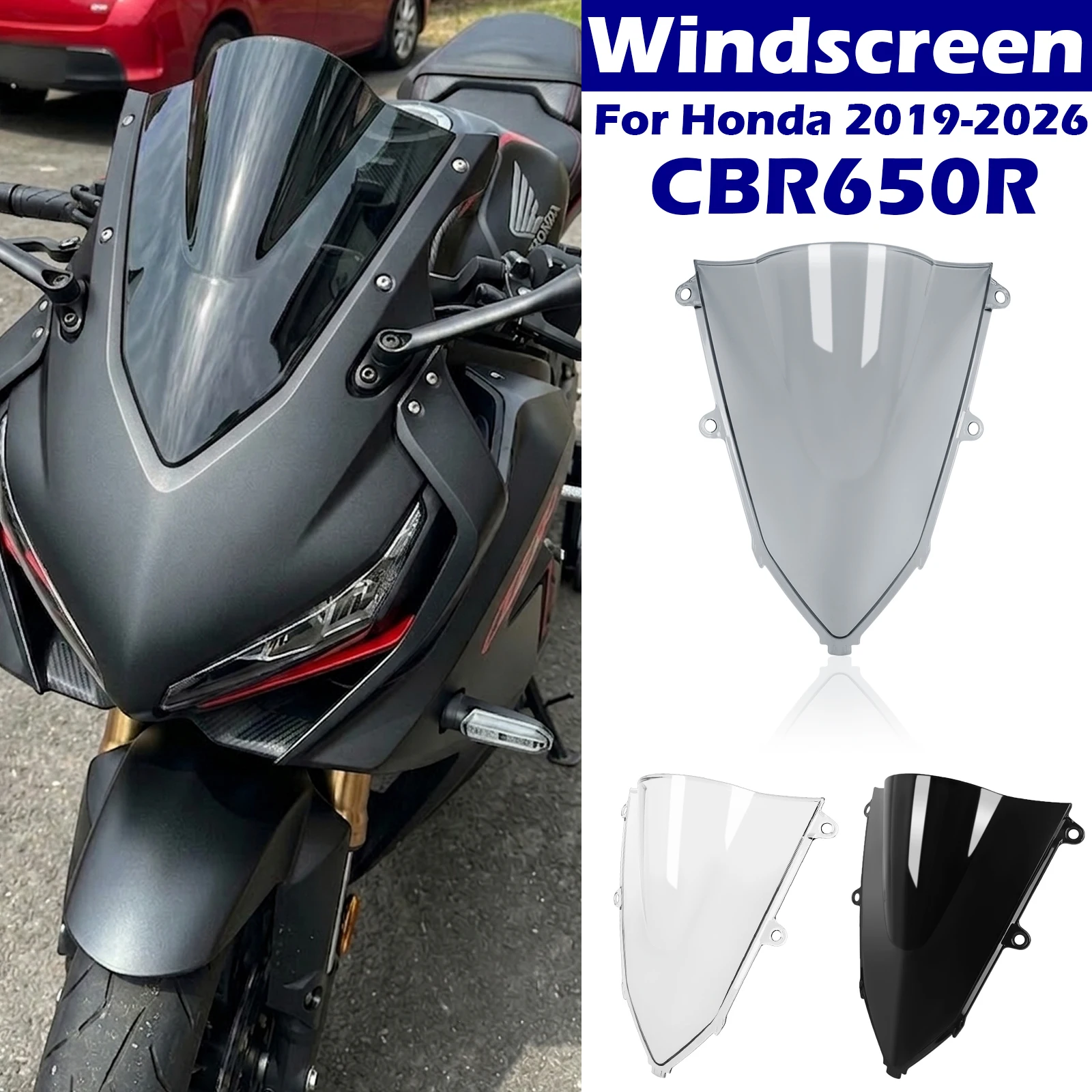 Windscreen For HONDA CBR650R CBR650 CBR 650 R 650R 2019-2021 2022 2023 2024 2025 2026 Motorcycle Windshield Wind Screen Fairing