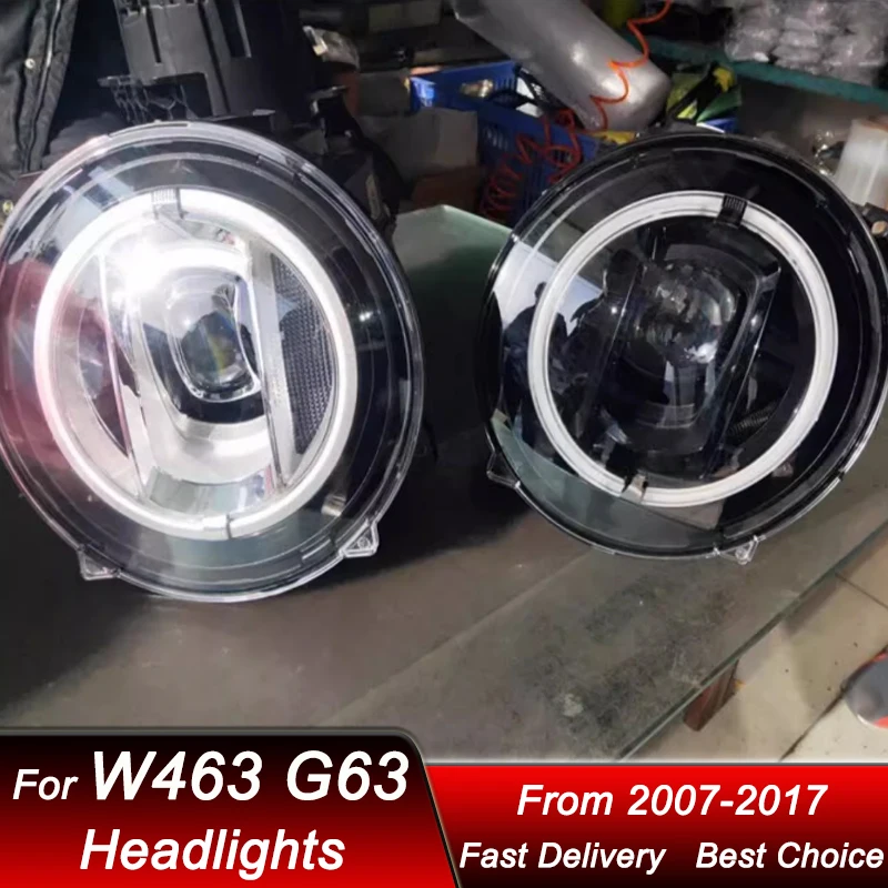 

Автомобильные светодиодные фары для Mercedes-Benz W463 G63 G550 G500 2019-2023, полностью светодиодные автомобильные фары в сборе, комплект аксессуаров для линз проектора