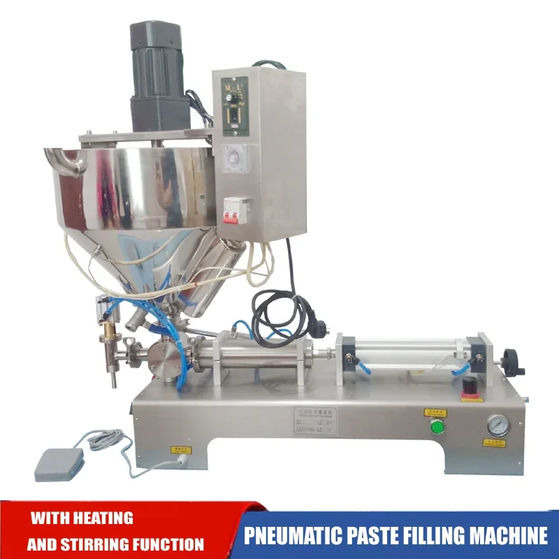Máquina de llenado horizontal comercial para pasta de mezcla con calentamiento, para miel, kétchup, cacahuete, chile, crema facial, loción y mayonesa