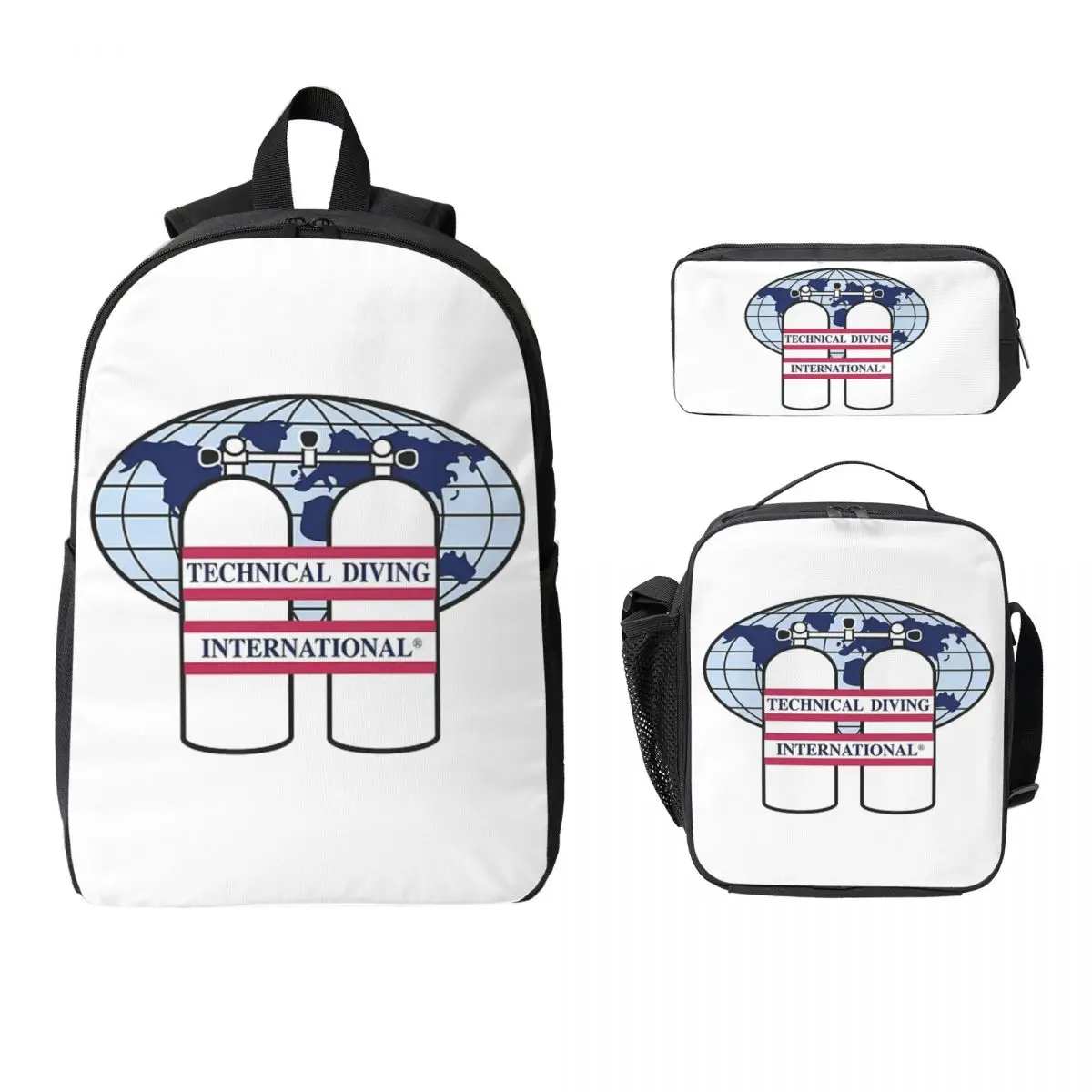 

Scuba Diving Dive Diver Sea Snorkeling Sports Backpack Student Boys Girls BookBag School Bag 3ps Insulated Lunch Bag Pencil Case