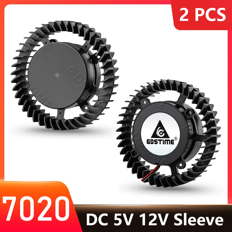 

2Pcs Gdstime 7020 DC 5V 12V Blower Fan 7cm 70x20mm Air Flow Blower for Humidifier Purifier Centrifugal Radial Cooling Cooler Fan