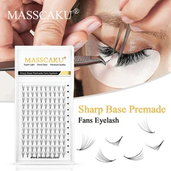 MASSCAKU-Extensions de Cils Préfabriqués en Forme d'Éventail, Base Étroite, Mince, Tige Jolie tue, Maquillage Naturel Doux, Fournitures