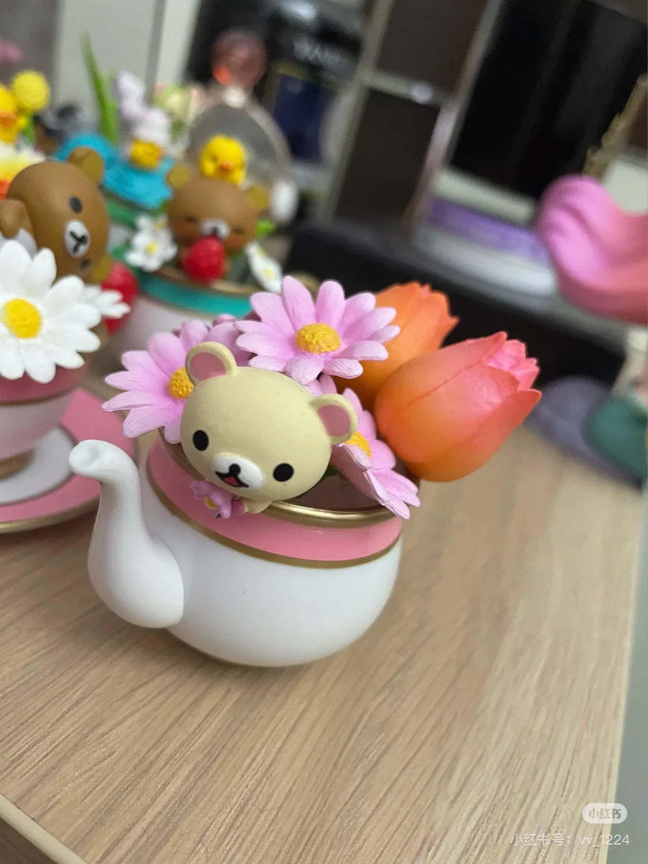 リーメントリラックマフラワーカップかわいいかわいいブラインドボックスおもちゃアニメフィギュアモデルのおもちゃ収集装飾品キッズギフト