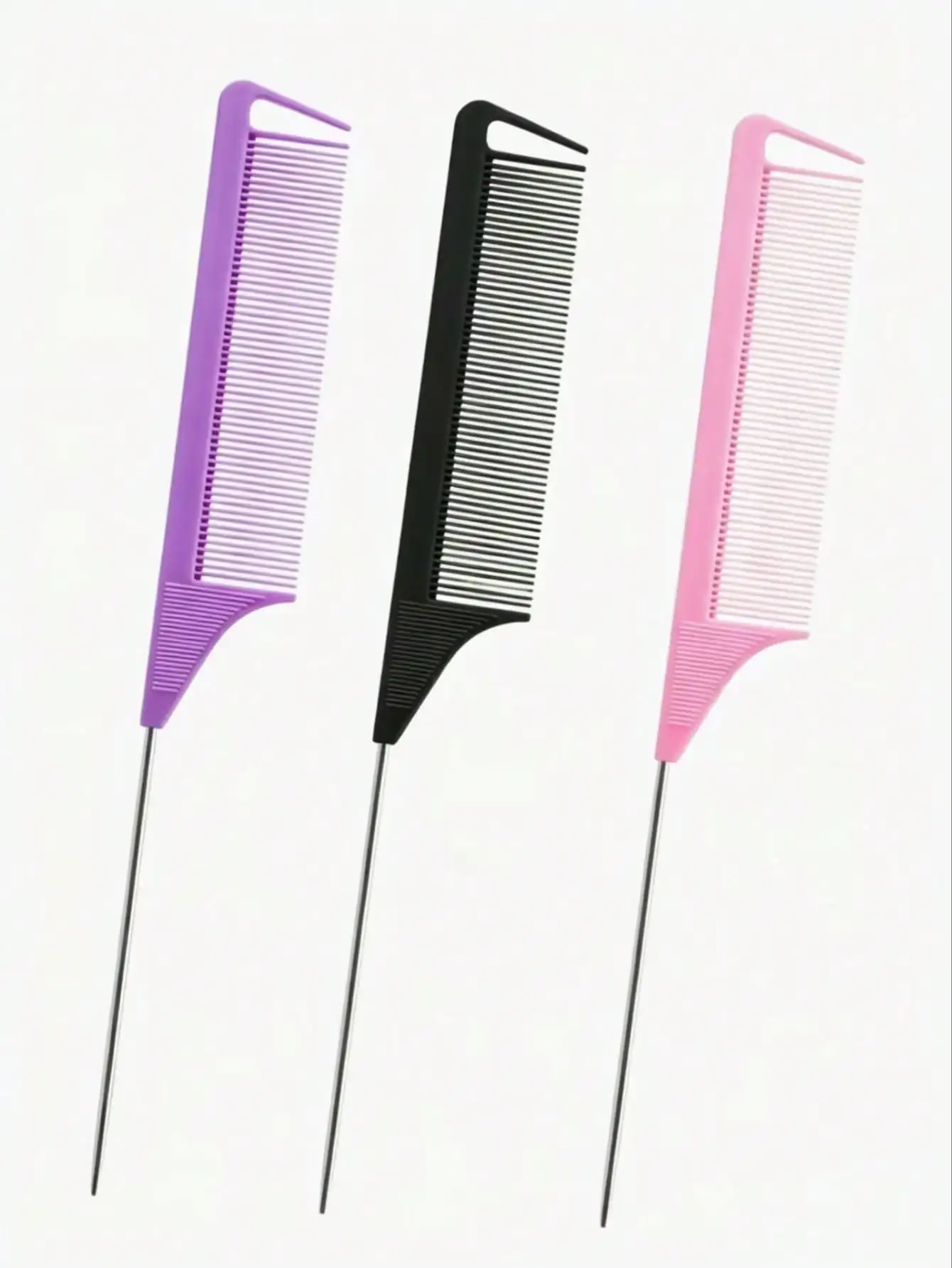 

5pcs/3pcs/1pc Women Colorful Metal Tail Comb, Anti-Slip Fine Tooth Sectioning Comb, Hair Styling Tool For Coloring And Hairstyling Hair Tool Kit