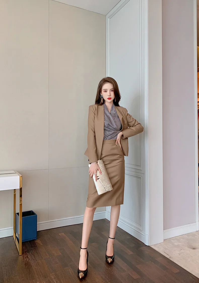 Two-piece Women\'s 2023 Spring New Goddess Style Suit Jacket Skirt Temperament Royal Sister Professional Suit Luxury Design