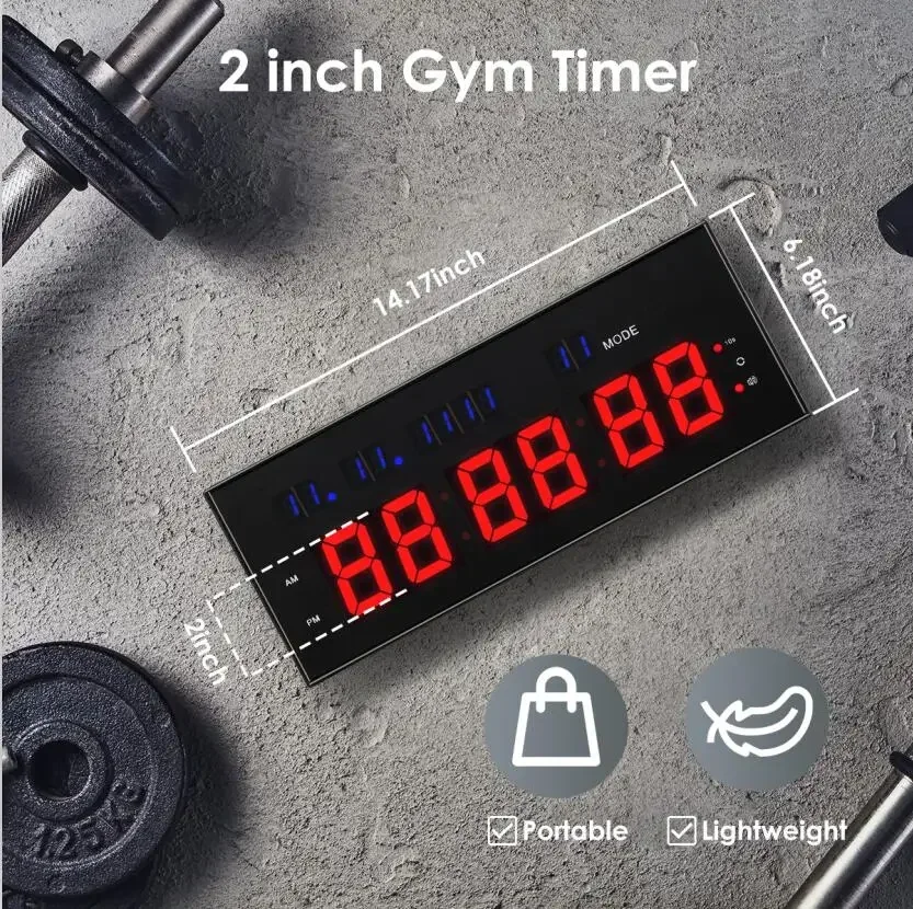 Gym Timer Interval Workout Clock for Home Garage Ultra-Clear 2\