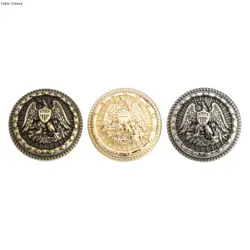 5pcs Vintage Eagle Emblem Badge Metal Button, Military Insignia Design for Coats, Jackets, DIY Craft