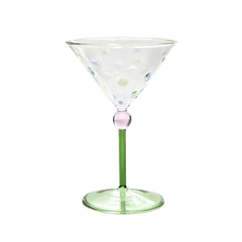

Small fresh and colorful polka dots, red wine glasses for home use, tall cocktail glasses, champagne glasses