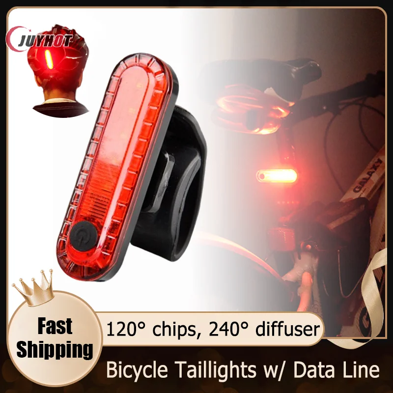 Bike Rear Tail Light USB Rechargeable Safety Cycling Red LED Bright Taillights Fit On Any Bicycle/Helmet Easy To Install