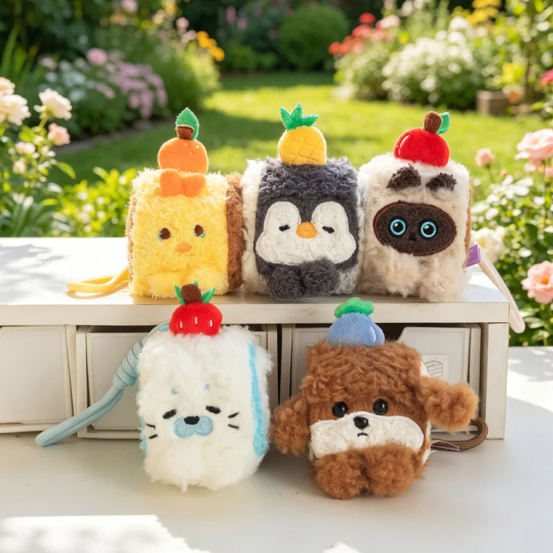 10cm Cartoon Penguin Seal Plush Doll Keychain Cute Cat Dog Chicken Stuffed Toy Bag Charm Hanging Decoration Birthday Party Gift