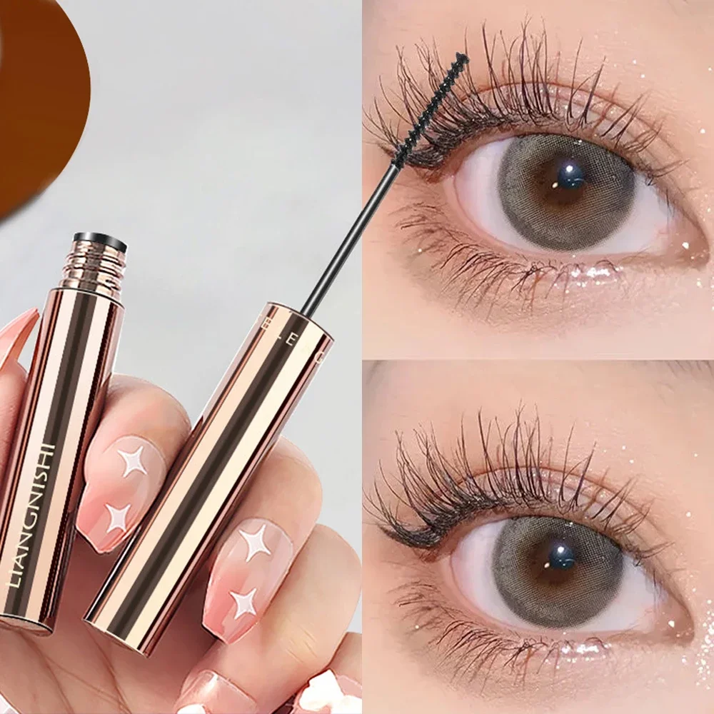 Curling Zijde Vezel Mascara Ogen Make-Up Mat Zwart Bruin Duurzame Ultra-Fijne Borstel Mascara Waterdichte Snelle Droge Wimper Comestics