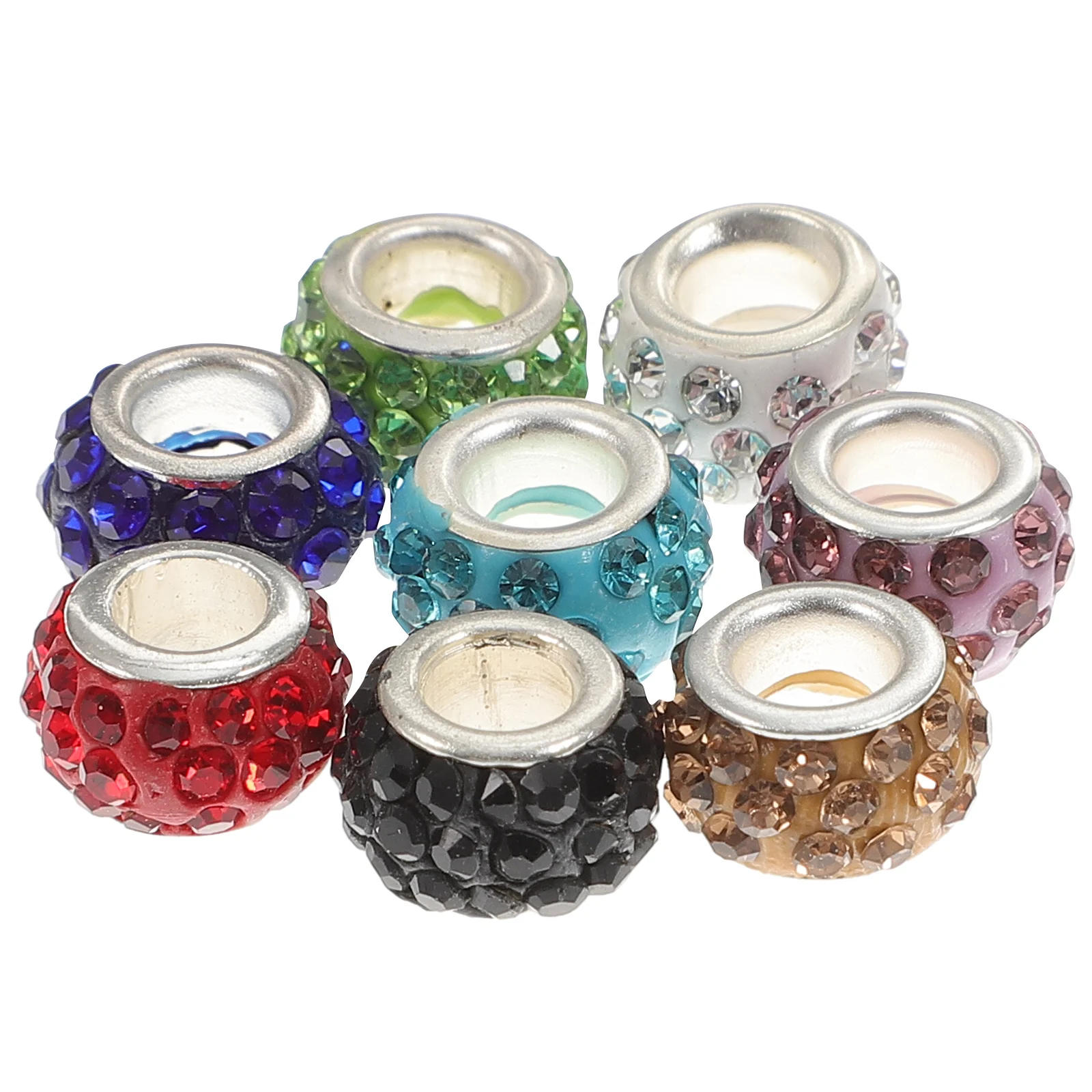 

80pcs Polymer Clay Beads Jewelry Making Diy Bracelet Necklace Large Hole Spacer Beads Rhinestone Decoration Charm Craft Supplies