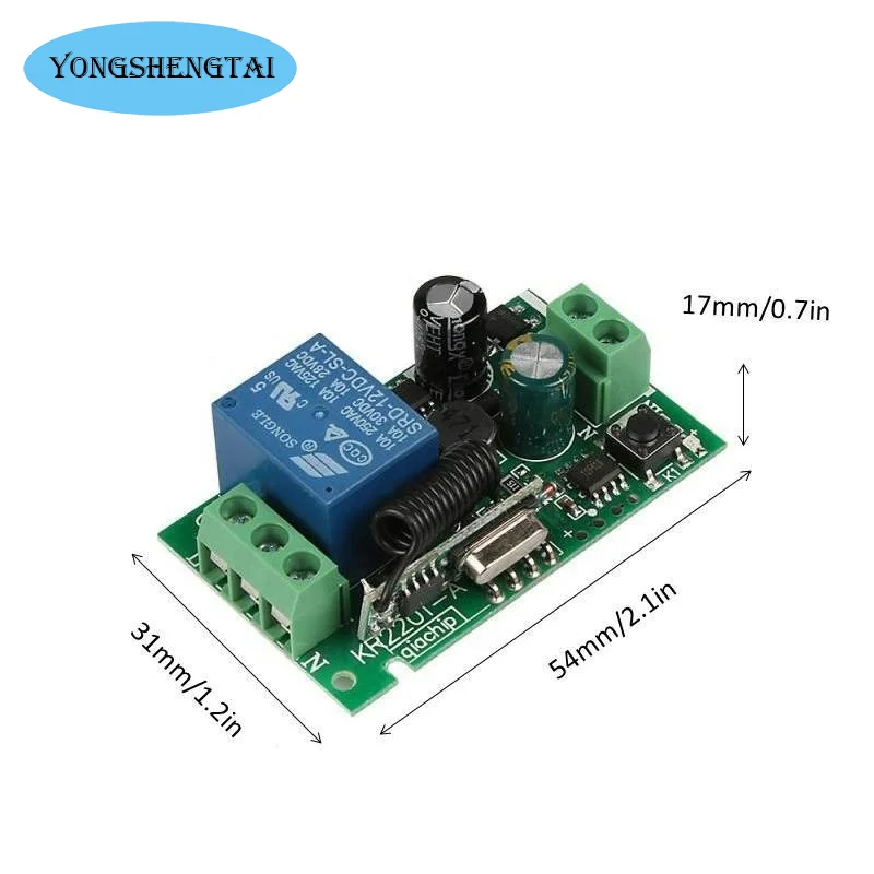 Interruptor de Control remoto inalámbrico de un solo canal, controlador receptor de relé de 433M, amplio voltaje, Ac110v2v, Kr2201