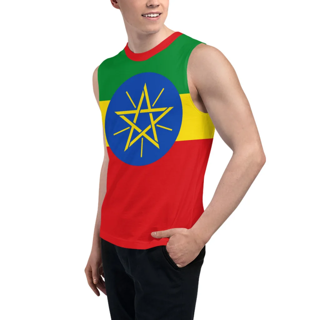Sleeveless T-shirt Ethiopia Flag 3D Men's Boys Tshirt Gyms Tank Tops Fitness Joggers Basketball Training Vest