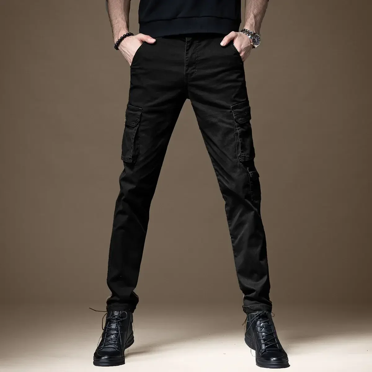 Biker Male Trousers Motorcycle Autumn Men's Cargo Pants Black Work Wear Slim Clothing High Quality Baggy Cheapest Casual Emo Y2k