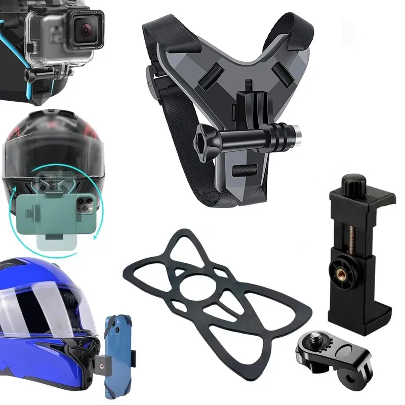 Support de téléphone et de caméra d'action pour casque de moto – Support pour GoPro Hero 12/10/9/8/7, accessoires pour caméra sportive