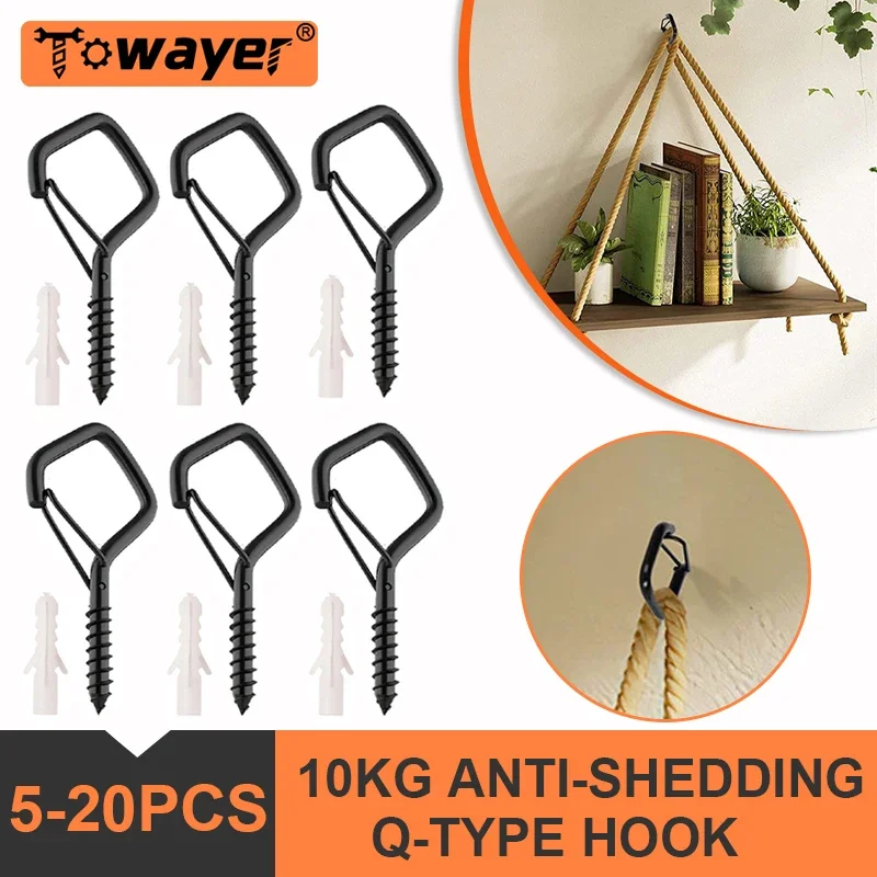 

Q-type Hook With Spring Buckle Self-tapping Screw Sheep Eye Screws Hooking Bolts for Wood Securing 10kg Anti-shedding Wholesale