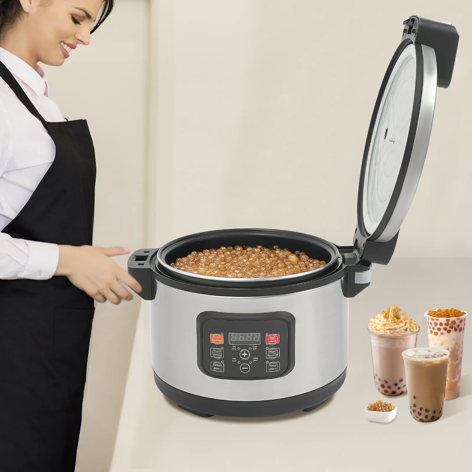 12L Commercial Rice Cooker Large Capacity Bubble Tea Cooker Commercial Pearl Cooker Automatic Pearl Maker