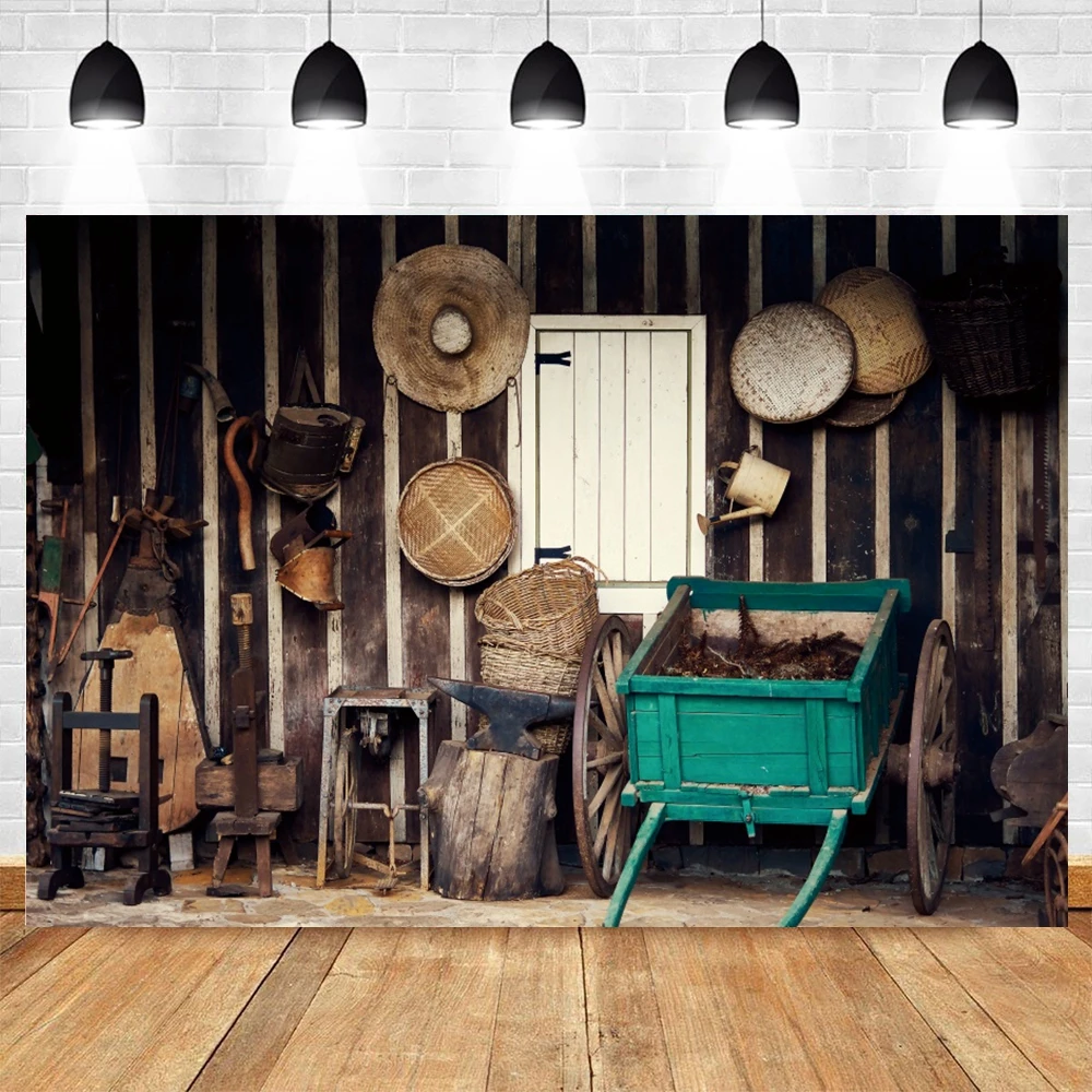 ฉากหลังในฟาร์มในชนบทสำหรับการถ่ายภาพการเก็บเกี่ยวข้าวสาลีโรงนาของตกแต่งห้องภาพพื้นหลังสตูดิโอถ่ายภาพ