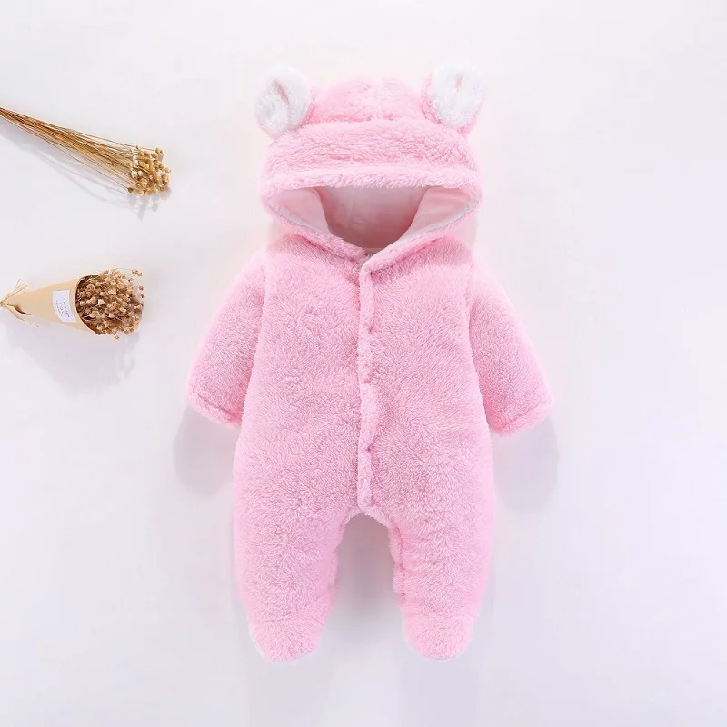 

Winter Baby Clothes Newborn Baby Girls Boys Romper Warm Fleece Hooded Infant Jumpsuit Toddler Kids One-Piece Children's Clothing