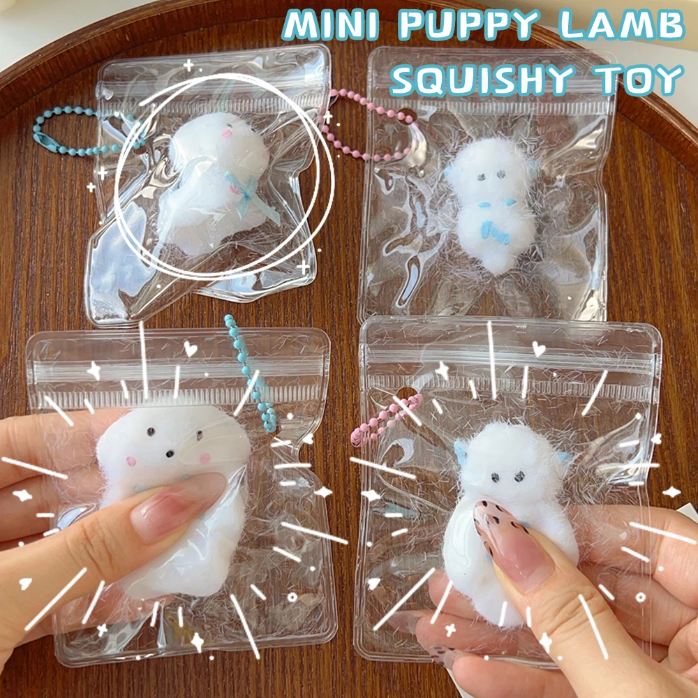 Simulation of Mini Silicone Puppy Lamb Pinch Music Children Finger Decompression Animal Dumplings Hanging Chain Pinch Toys