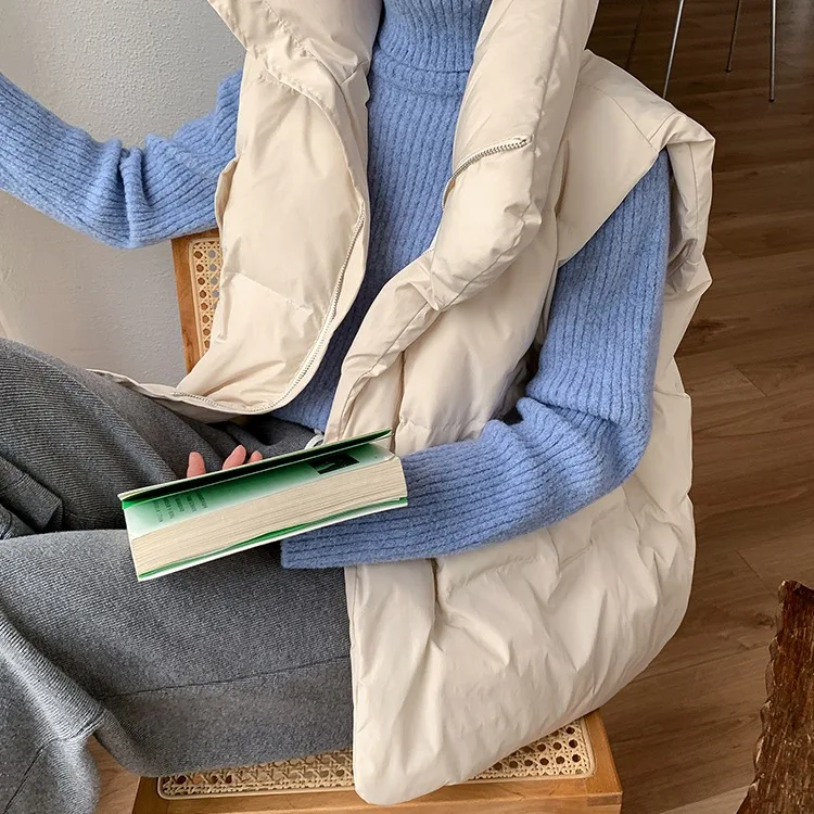 

​ ​ Зимний женский стеганый жилет, толстая теплая куртка без рукавов, корейский свободный короткий повседневный жилет, верхняя одежда ​ ​